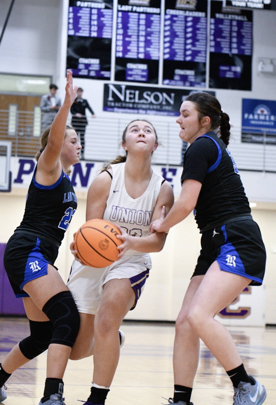 McKenna G Hood #42 driving through contact to the rim for the Union County Panthers